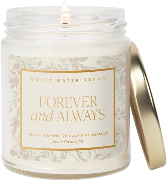 Sweet Water Decor Forever and Always Wedding Soy Wax Candle, 9oz Clear Jar