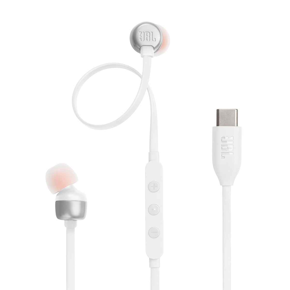 JBL Tune 310C - Wired Hi-Res in-Ear Headphones, Tangle-Free Flat Cable, 3-Button Remote with Microphone (Black)