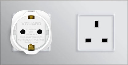 VGUARD European to UK Plug Adaptor, BS8546 Certified EU to UK Adapter
