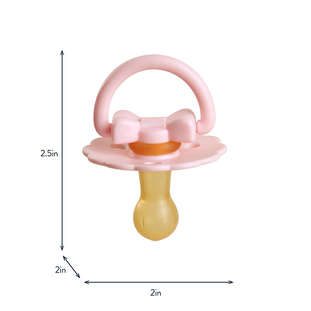 Itzy Ritzy Natural Rubber Pacifiers for 0–6 Mos, Set of 2, Blossom/Rosewood