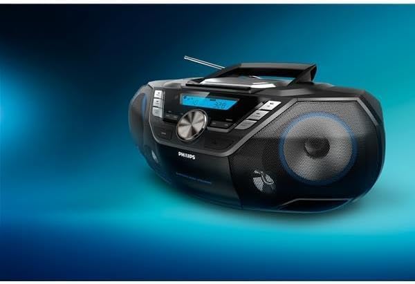 Philips CD Player Portable with Bluetooth, Crystal Clear Sound Top Loading CD Boombox with FM Radio, USB Port & Aux Input, Compact & Lightweight Design,R/CD-RW/MP3 Compatible (Black)