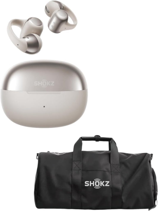 SHOKZ OpenDots ONE (Grey) Open Ear Headphones Gym Bag for Sports, Workout & Travel, Black