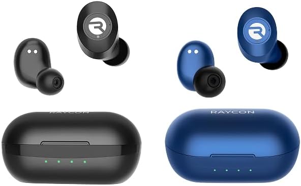 Raycon Everyday Earbuds Classic 2X Earbuds Bundle (Black & Blue) - Stereo Sound, Active Noise Canceling, in-Ear Bluetooth Headset True Wireless 32 Hours Playtime