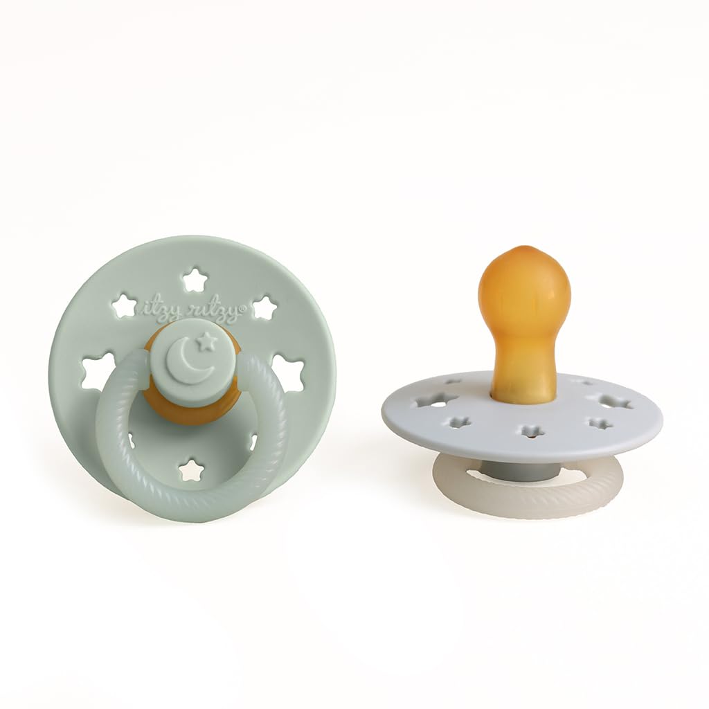 Itzy Ritzy Natural Rubber Pacifiers for 0–6 Mos, Set of 2, Blossom/Rosewood