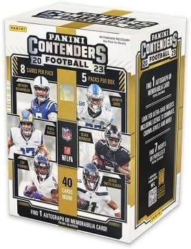 2023 Panini Contenders Football Trading Card Blaster Box with 5 Packs, 1 Autograph OR Memorabilia Card