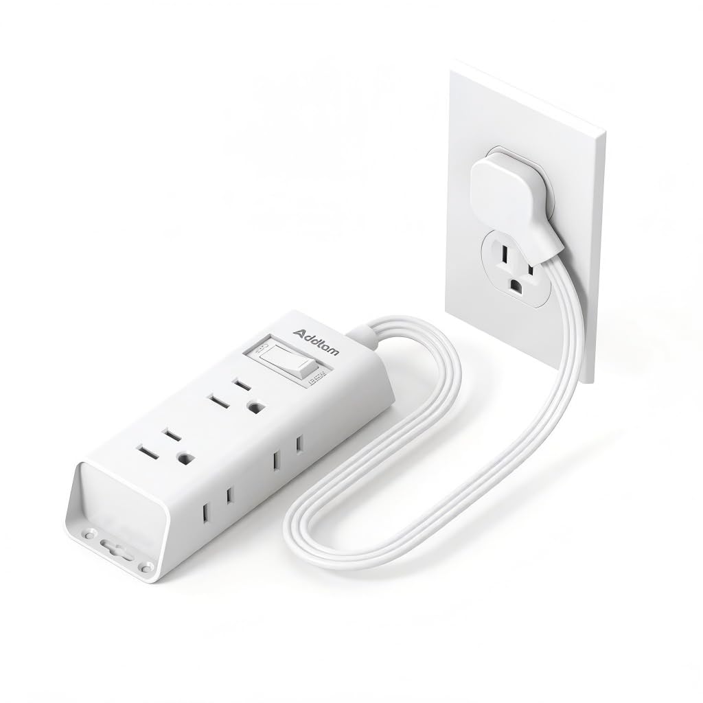 Addtam Flat Plug Extension Cord with 6 Outlet Extender for Cruise Travel