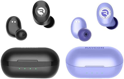 Raycon Everyday Earbuds Classic 2X Earbuds Bundle (Black & Purple) - Stereo Sound, Active Noise Canceling, in-Ear Bluetooth Headset True Wireless 32 Hours Playtime