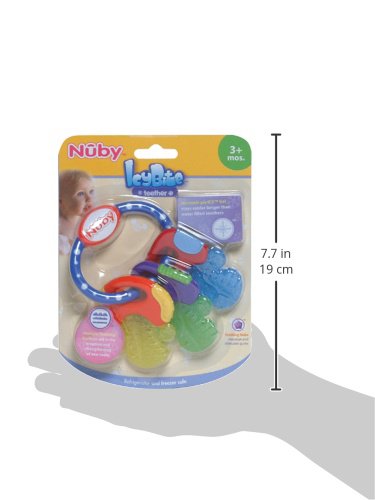 Nuby Ice Gel Teether Keys for Babies, Soft Teething Toy, Blue, 3M+