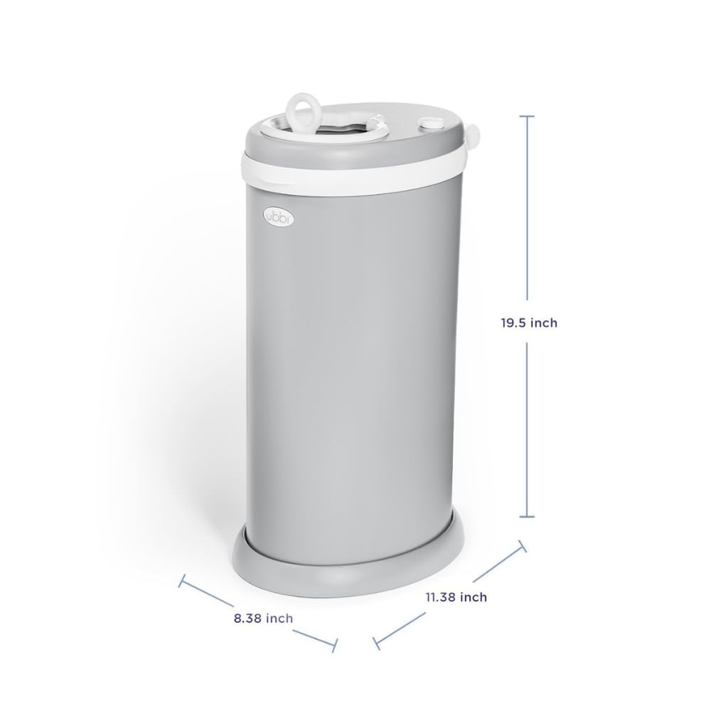 Ubbi Stainless Steel Diaper Pail, No Special Bags, Odor-Locking, White