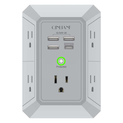 Surge Protector, QINLIANF 5 Outlet Extender with 4 USB Ports(2USB-C)
