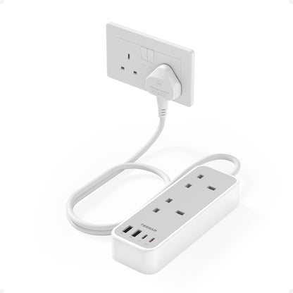 TESSAN 1.5M Extension Lead with PD 20W USB C Charger (4 USB Slots)
