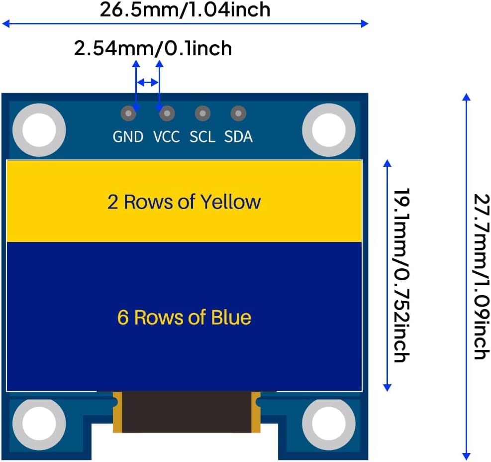 ELEGOO 0.96 Inch OLED Display Screen Module, Self-Luminous, SSD1306, 3PCS