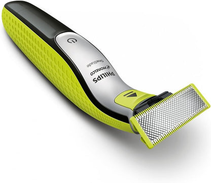 Philips OneBlade Hybrid Body and Face Stubble Trimmer with 4 x Lengths, 2 Extra Blade and Travel Pouch,