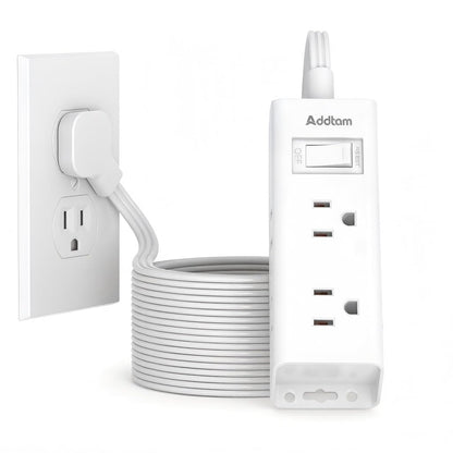Addtam Flat Plug Extension Cord with 6 Outlet Extender for Cruise Travel