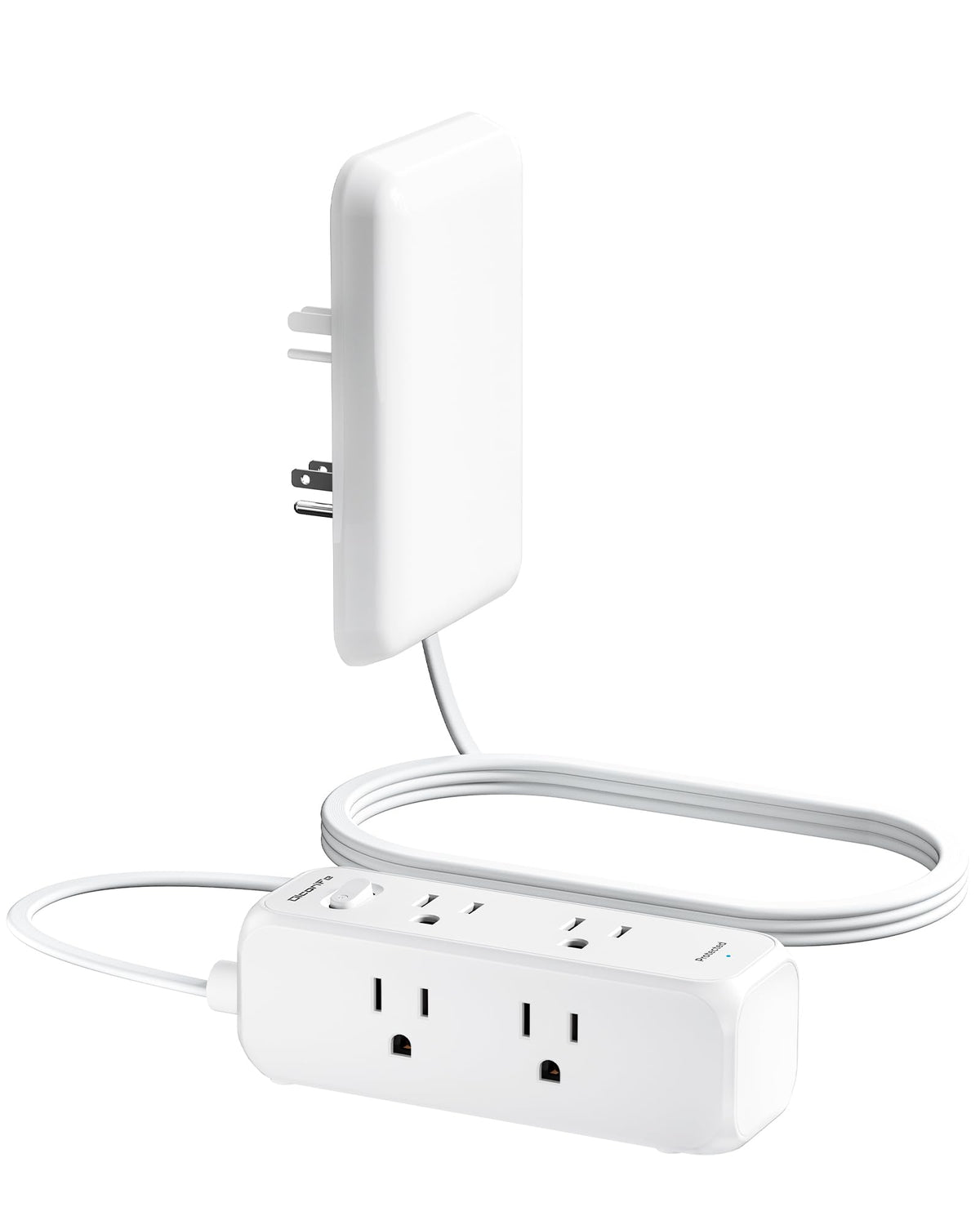 Split Extension Cord with Outlet Cover (10FT, Dual 5FT), Flat Plug Power Strip with 6 Outlets and 3 USB Ports, Outlet Extender for Tight Spaces