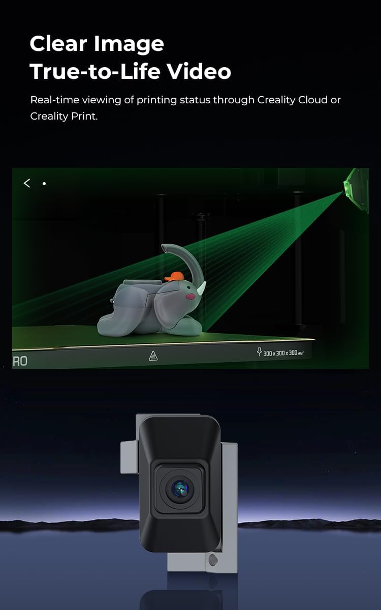 Creality K2/K2 Pro 3D Printer Chamber AI Camera, AI Detection, Time-laspe Filming, Close Watch Around The Clock