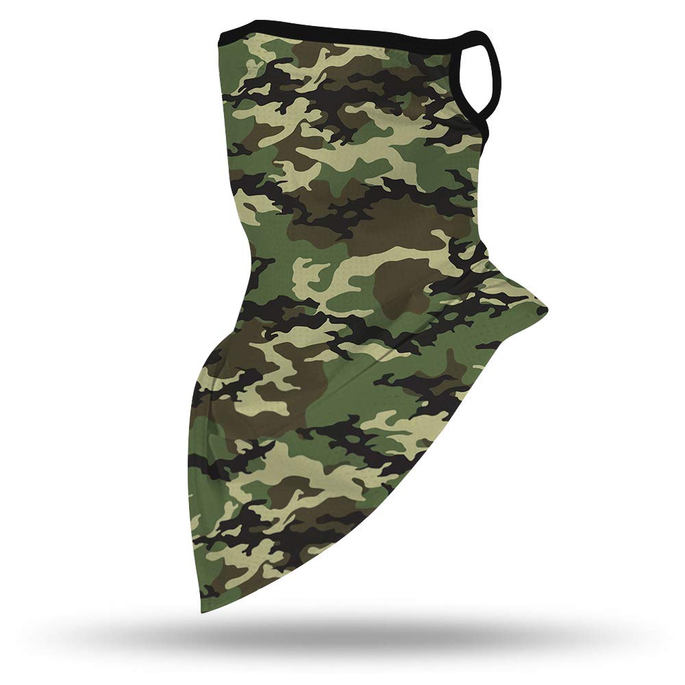 YAYOUREL Neck Gaiter Face Mask Bandanas for Men Women UV Face Scarf Cover Ear Loop Hole Facemask for Fishing Running Cycling
