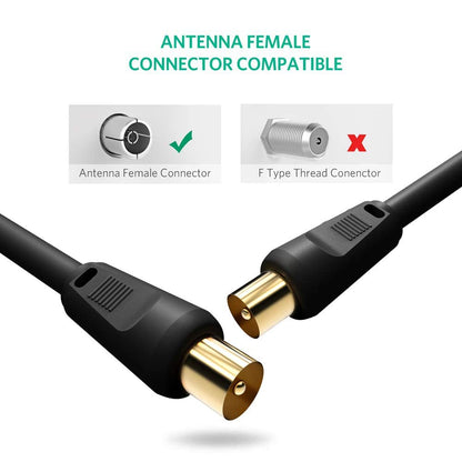 Ancable TV Aerial Cable with Coaxial Adapter 5M Black TV Ariel Lead