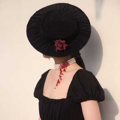 Dripping Blood Choker Imitation Pearls Necklace Vampire Party Accessory Marie Antoinette Costume