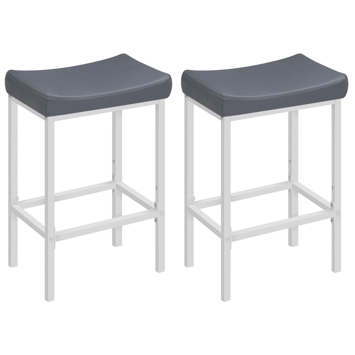 HOOBRO Bar Stools, Set of 2 Bar Chairs, Counter Height Stools, Saddle Barstools with Curved Surface, 24.8 Inches, 2.4" Thick Upholstery, for Kitchen, Dining Room, Cafe Black BB10BY01