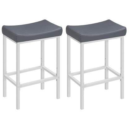 HOOBRO Bar Stools, Set of 2 Bar Chairs, Counter Height Stools, Saddle Barstools with Curved Surface, 24.8 Inches, 2.4" Thick Upholstery, for Kitchen, Dining Room, Cafe Black BB10BY01