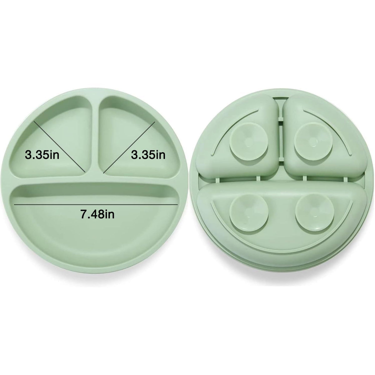 PandaEar 3 Pack Toddler Plates, Silicone Divided Suction Plate for Babies, BPA-Free 100% Food-Grade Silicone Unbreakable Baby Plate (Pink/Purple/Blue, Without Lids)