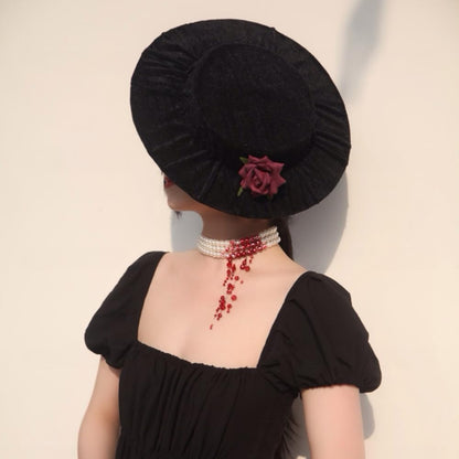 Dripping Blood Choker Imitation Pearls Necklace Vampire Party Accessory Marie Antoinette Costume
