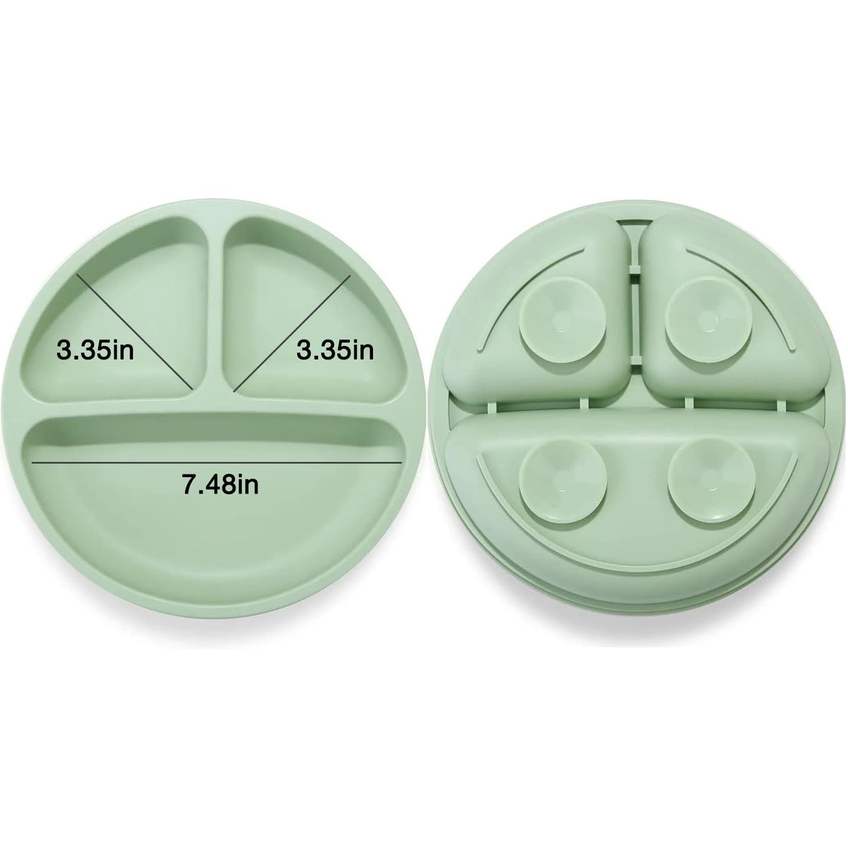 PandaEar 3 Pack Toddler Plates, Silicone Divided Suction Plate for Babies, BPA-Free 100% Food-Grade Silicone Unbreakable Baby Plate (Pink/Purple/Blue, Without Lids)