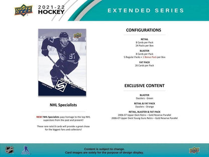 2021 2022 Upper Deck Hockey EXTENDED Series Factory Sealed Unopened Blaster Box of Packs Possible Young Guns Rookies and Jerseys