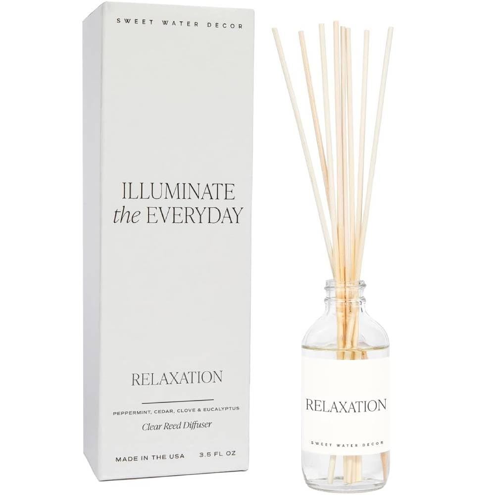 Sweet Water Decor Spa Day Reed Diffuser Set - Sea Salt, Jasmine, Wood, and Cream Scented Diffuser - Relaxing Spa Scent Diffusers for Home, Long Lasting Fragrance, Made in the USA