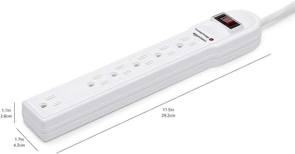 Amazon Basics Surge Protector Power Strip, 6-Outlet, 790 Joules, Circuit Breaker, LED Indicator, 6ft Extension Cord, White