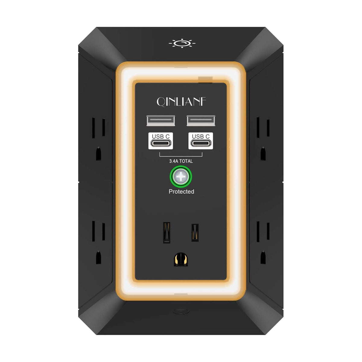 Surge Protector, QINLIANF 5 Outlet Extender with 4 USB Ports(2USB-C)