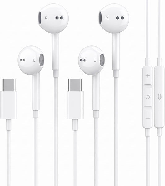 2 Packs USB C Headphones for iPhone 17/16/15 Earbuds, Type C Earphones with Mic & Remote Control Noise Cancelling for iPhone 17 16 15 Pro Max Plus, iPad Pro, Galaxy S25/S24/Ultra Note 10/20 and More