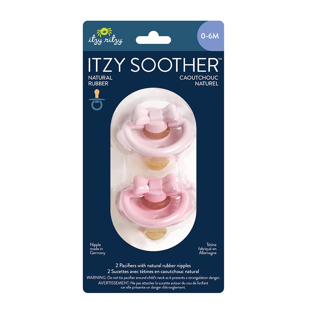 Itzy Ritzy Natural Rubber Pacifiers for 0–6 Mos, Set of 2, Blossom/Rosewood