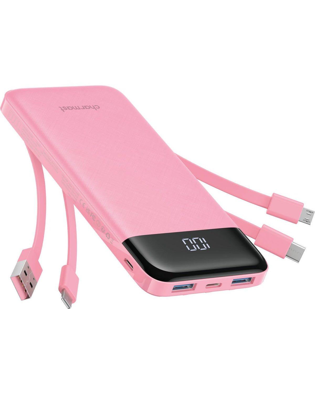 charmast Portable Charger Power Bank with Reinforced Built-in 4 Cables