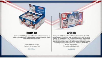 2026 Topps Series 2 Baseball Super Trading Card Box (1 Exclusive Oversized Card + 5 Card Silver Foilbord Pack & 1 Bitty Pop Per Box)
