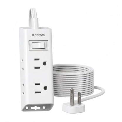 Addtam Flat Plug Extension Cord with 6 Outlet Extender for Cruise Travel