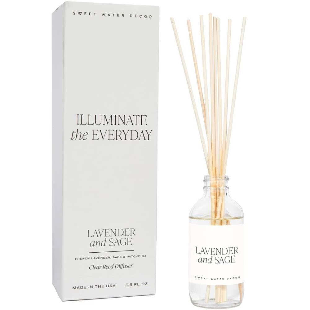 Sweet Water Decor Spa Day Reed Diffuser Set - Sea Salt, Jasmine, Wood, and Cream Scented Diffuser - Relaxing Spa Scent Diffusers for Home, Long Lasting Fragrance, Made in the USA