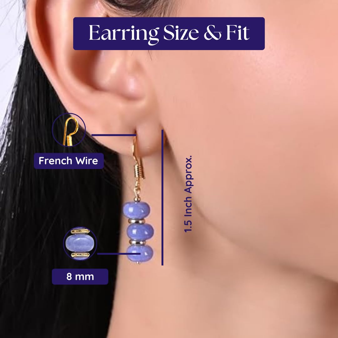 Gempires Beaded Gemstone Dangle Earrings for Women, Boho Gold Birthstone