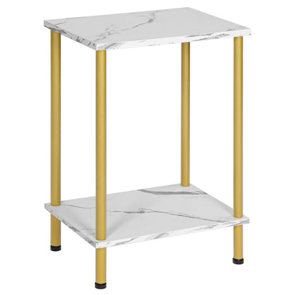 HOOBRO End Table, Small Side Table, Nightstand with 2-Layer Storage Shelves, Sofa Table for Small Spaces, Living Room, Bedroom, Stable Frame, Easy Assembly, Rustic Brown BF09BZ01
