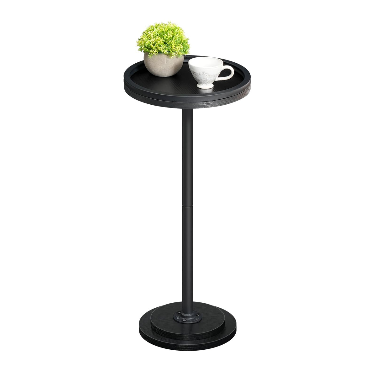HOOBRO Small Round Side Table, Drink Table, Coffee Martini Table with Pedestal Accent for Small Spaces in Living Room, Bedroom, Sofa Couch, Rustic Brown BF168BZ01