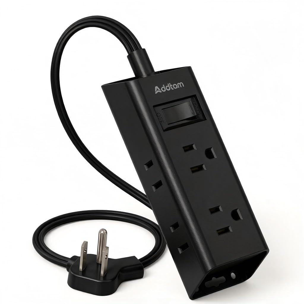Addtam Flat Plug Extension Cord with 6 Outlet Extender for Cruise Travel