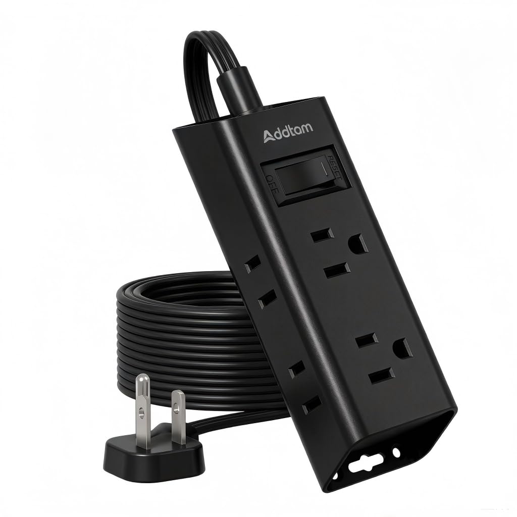 Addtam Flat Plug Extension Cord with 6 Outlet Extender for Cruise Travel