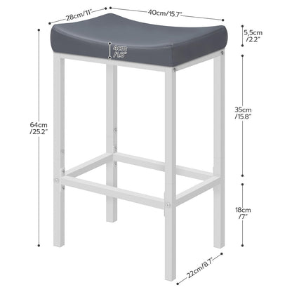 HOOBRO Bar Stools, Set of 2 Bar Chairs, Counter Height Stools, Saddle Barstools with Curved Surface, 24.8 Inches, 2.4" Thick Upholstery, for Kitchen, Dining Room, Cafe Black BB10BY01