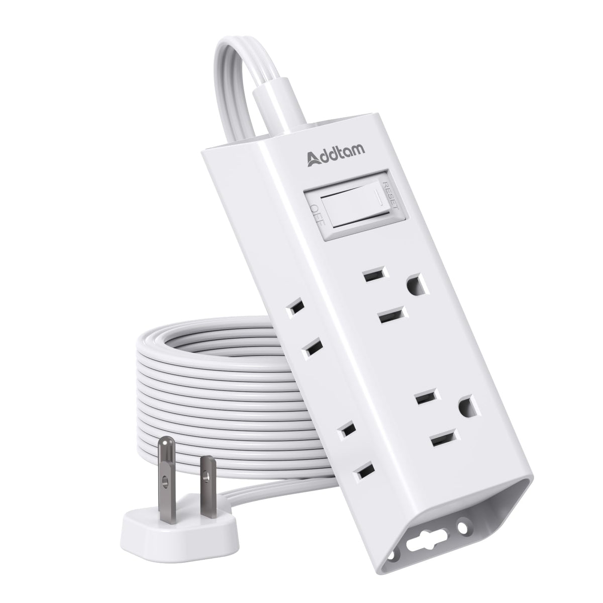 Addtam Flat Plug Extension Cord with 6 Outlet Extender for Cruise Travel