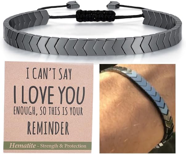 Natural Hematite Arrow Bracelet-Handmade Gifts for Him/Her-Strength/Protection-Unisex Style/Adjustable