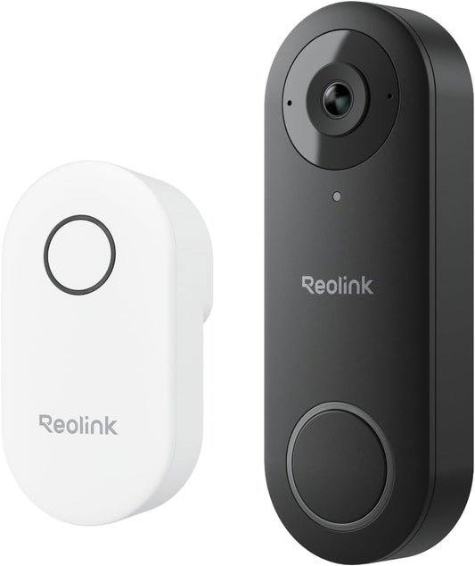 REOLINK Video Doorbell WiFi 2K Wired Camera, 4:3 Wide View Outdoor Camera
