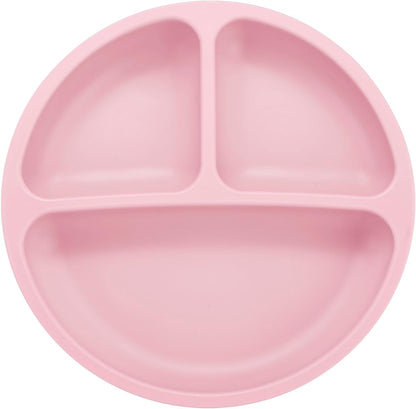 PandaEar 3 Pack Toddler Plates, Silicone Divided Suction Plate for Babies, BPA-Free 100% Food-Grade Silicone Unbreakable Baby Plate (Pink/Purple/Blue, Without Lids)