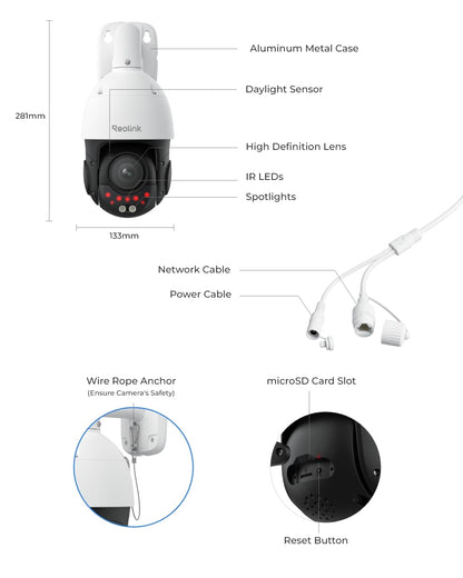 REOLINK RLC-823S2 4K 16X Optical Zoom PoE Security Camera PTZ for Outdoor