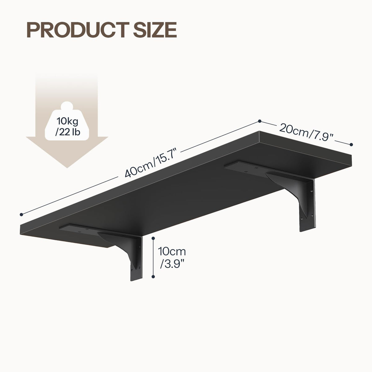 HOOBRO Floating Shelves for Wall, 15.7" Wall Mounted Shelves Set of 2